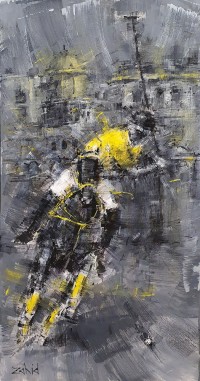 Zahid Saleem, 18 x 36 Inch, Acrylic on Canvas, Polo Painting, AC-ZS-184
